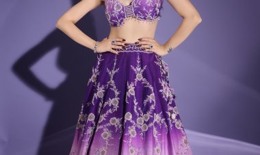 Nitibha Kaul Spotted in ITER Couture Purple Ombre Lehenga, Looks Adorable